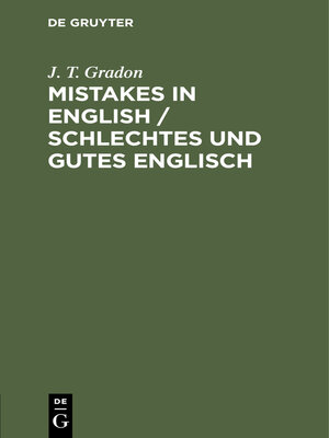 cover image of Mistakes in English / Schlechtes und Gutes Englisch